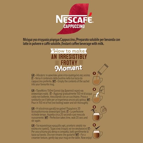 Nescafe Cappuccino 10 Sticks ready morning ritual in a mug.