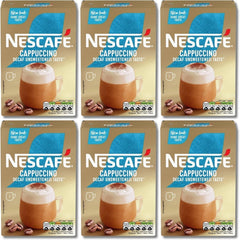 NESCAFÉ Cappuccino Decaffeinated sachets in a pack for convenient single-serve use.