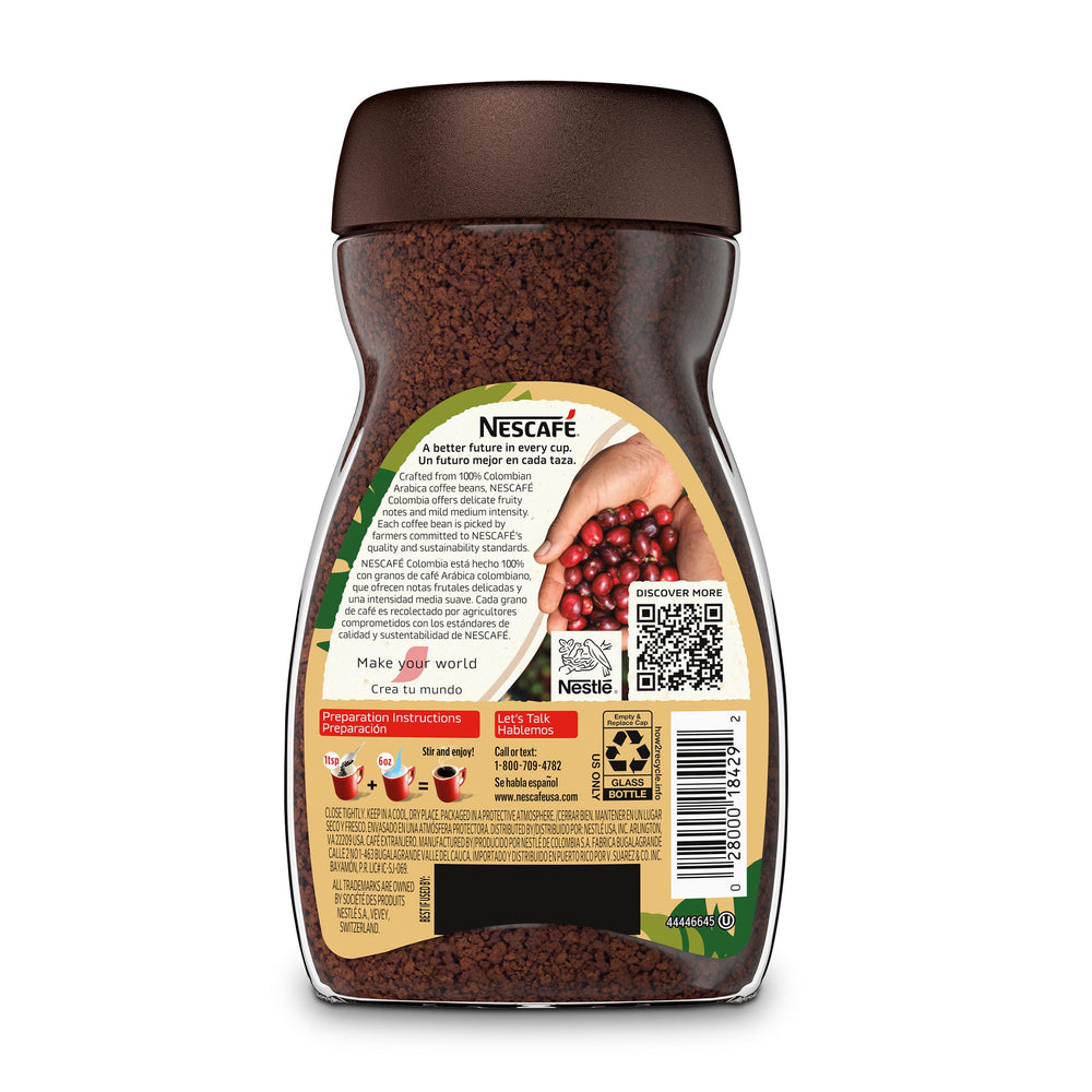 NESCAFÉ CLÁSICO Origin Colombia coffee-beans display emphasizes 100% Arabica