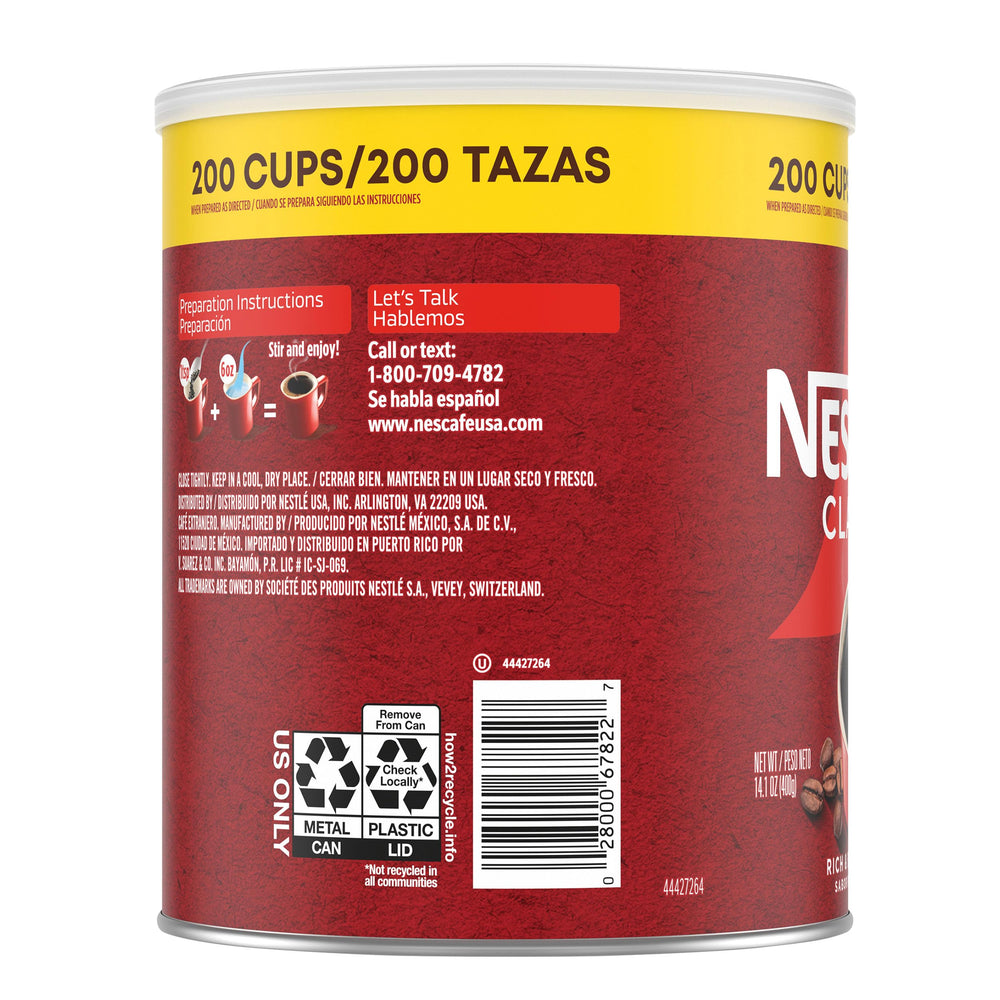 Pouring hot water into a mug with NESCAFÉ CLÁSICO for instant flavor.