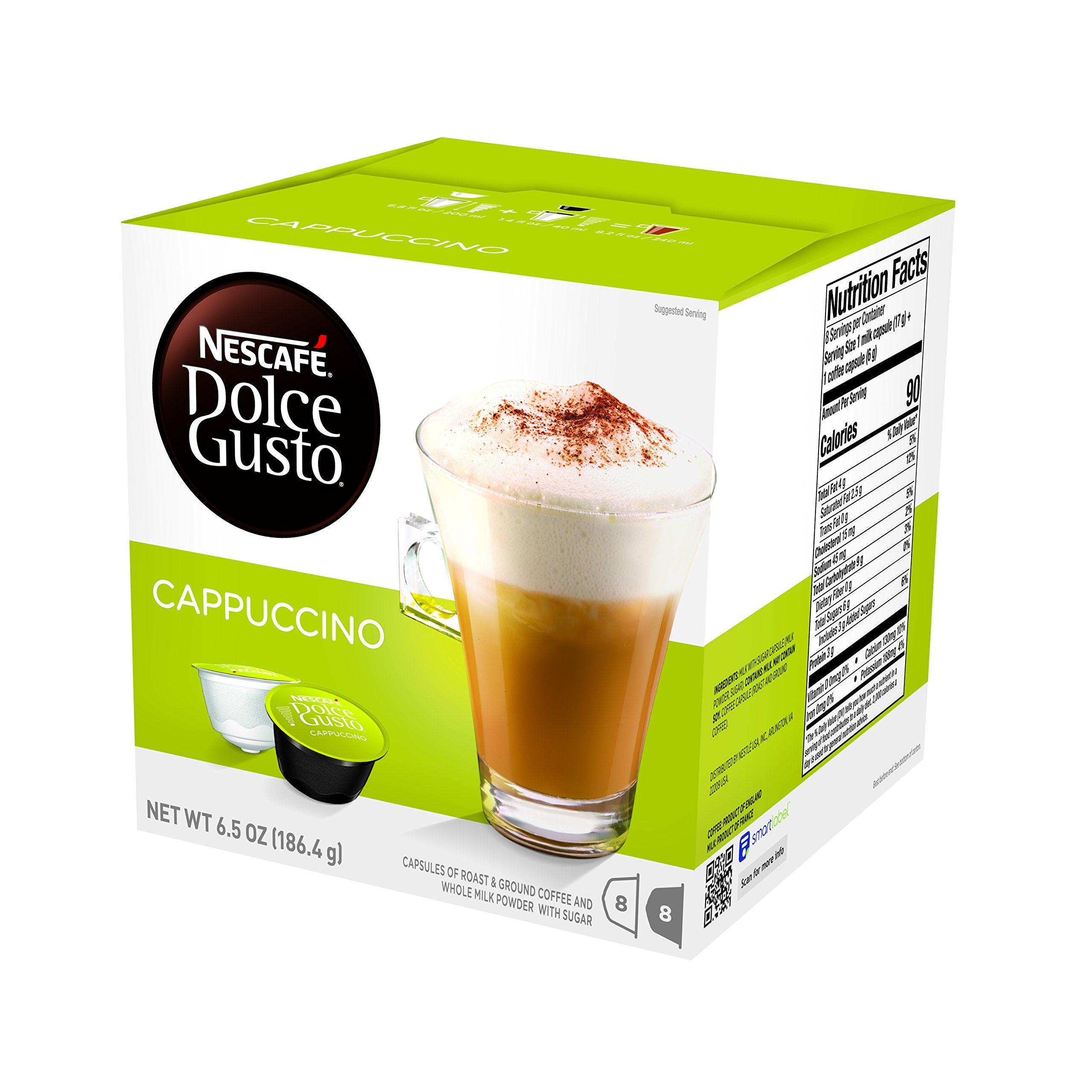 Nescafé Dolce Gusto cappuccino espresso capsules for rich, consistent shots.