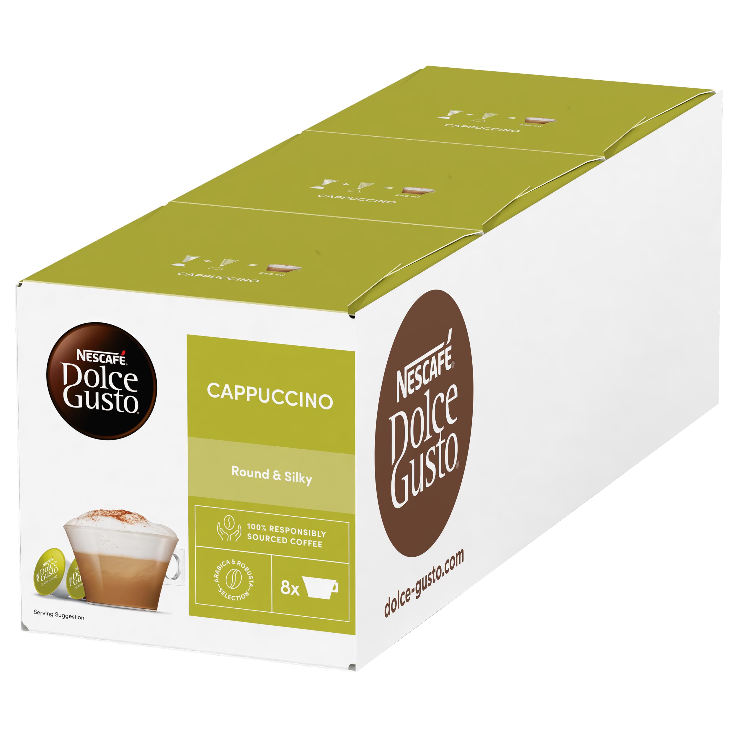 Nescafe Dolce Gusto Cappuccino pack of 3x16 capsules for quick at-home cafe quality