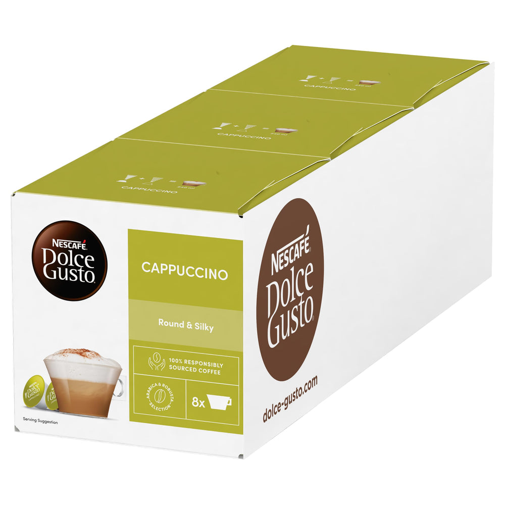 Nescafe Dolce Gusto Cappuccino pack of 3x16 capsules for quick at-home cafe quality