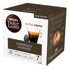 Cup of Nescafé Dolce Gusto Espresso Intenso with rich crema and intense flavor.