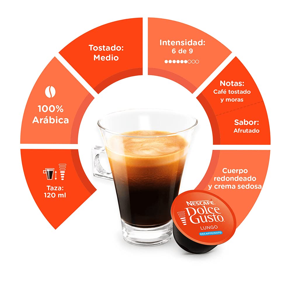 Nescafé Dolce Gusto Lungo Decaf machine-ready brew setup compatible with Dolce Gusto machines