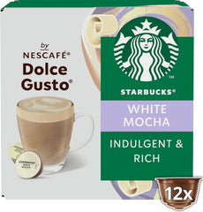 NESCAFÉ Dolce Gusto Starbucks White Mocha pods box, 12-count for easy daily use.