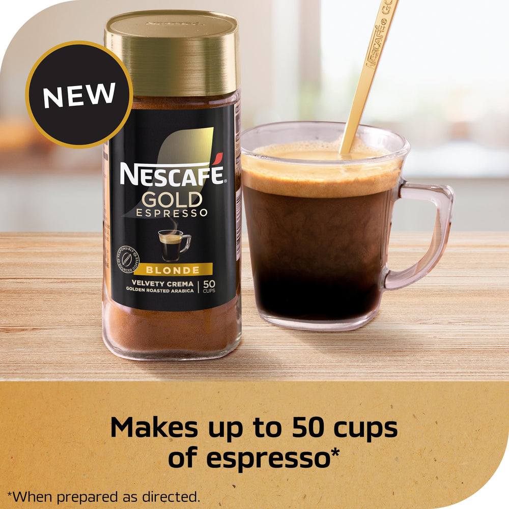 Aromas of NESCAFÉ Gold Espresso Blonde rise from a steaming cup.