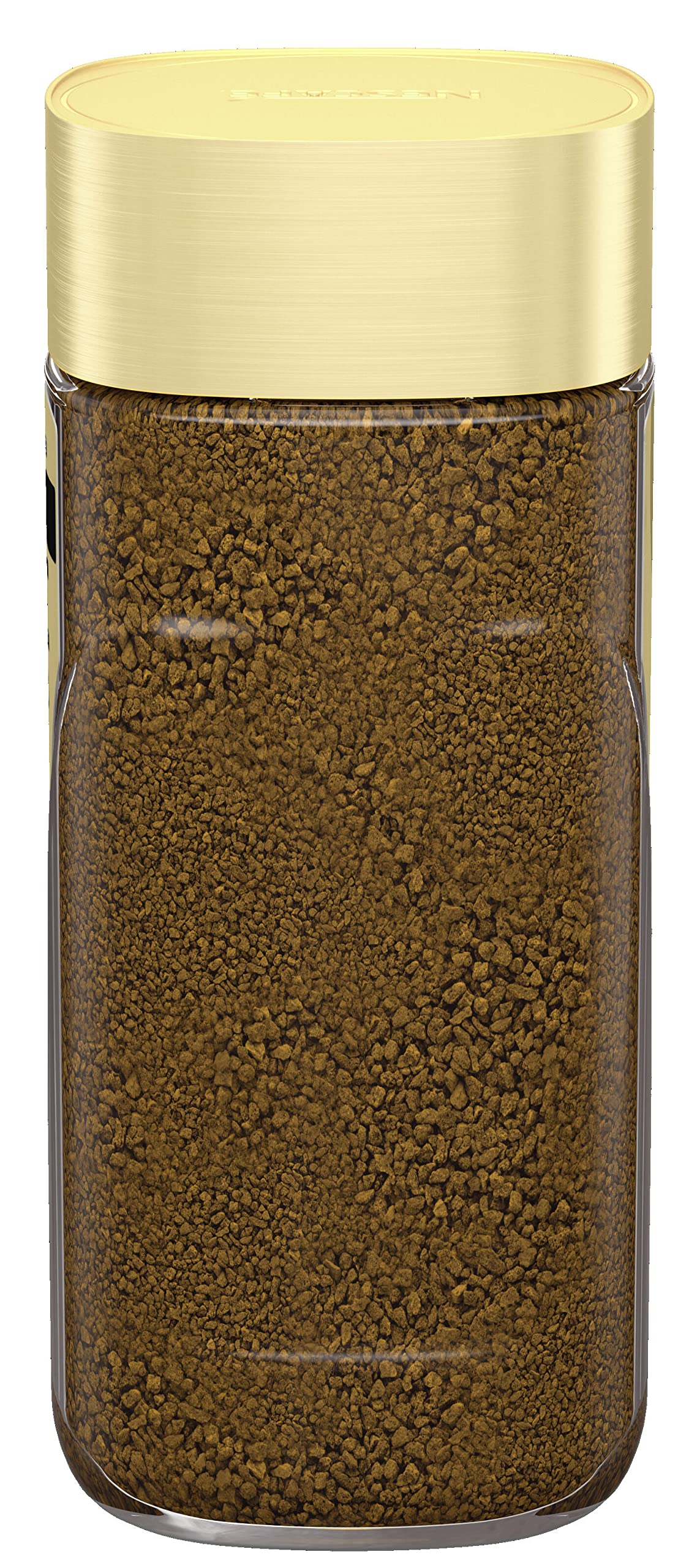 Nescafe Gold Original glass jar close-up highlighting premium instant coffee aroma