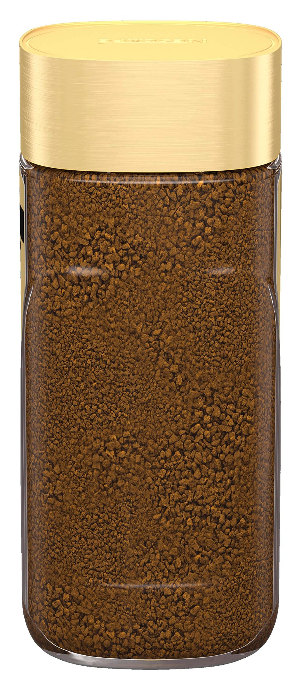 Nescafe Gold Original glass jar close-up highlighting premium instant coffee aroma