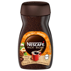 NESCAFÉ Rich Instant Coffee Hazelnut jar showcases bold aroma for quick, flavorful mornings.