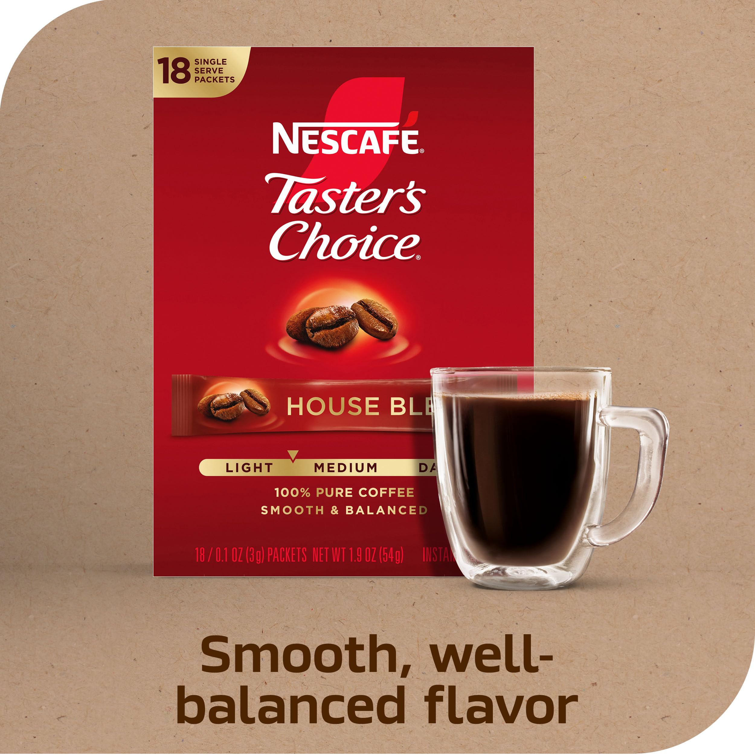 Coffee beans for NESCAFÉ Taster's Choice House Blend indicating premium quality
