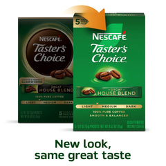 NESCAFÉ Taster's Choice Decaf House Blend instant coffee dissolving in hot water.