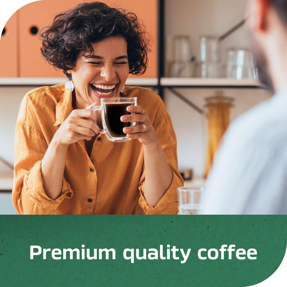 Morning kitchen scene featuring NESCAFÉ Taster's Choice Decaf House Blend.