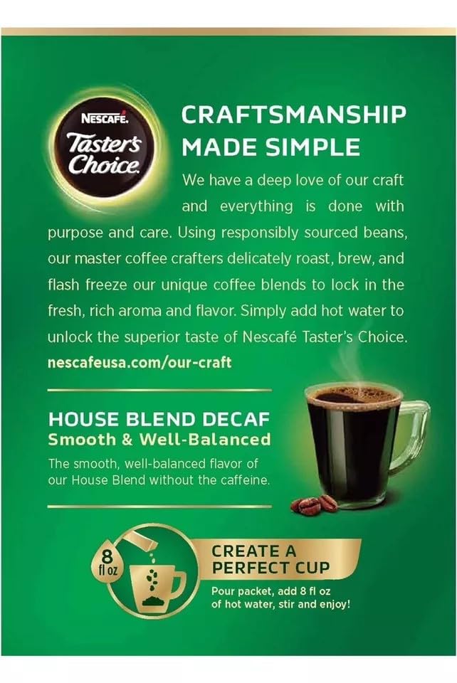 Nescafe Taster's Choice Decaf House Blend sticks dissolving in hot water for quick brew