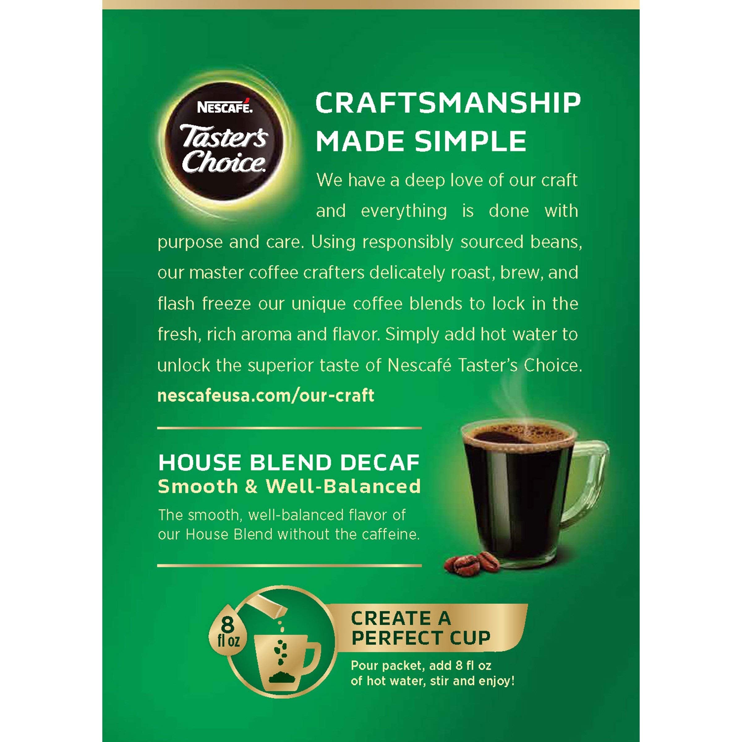 Close-up of NESCAFÉ Taster's Choice Decaf sticks for quick brewing.