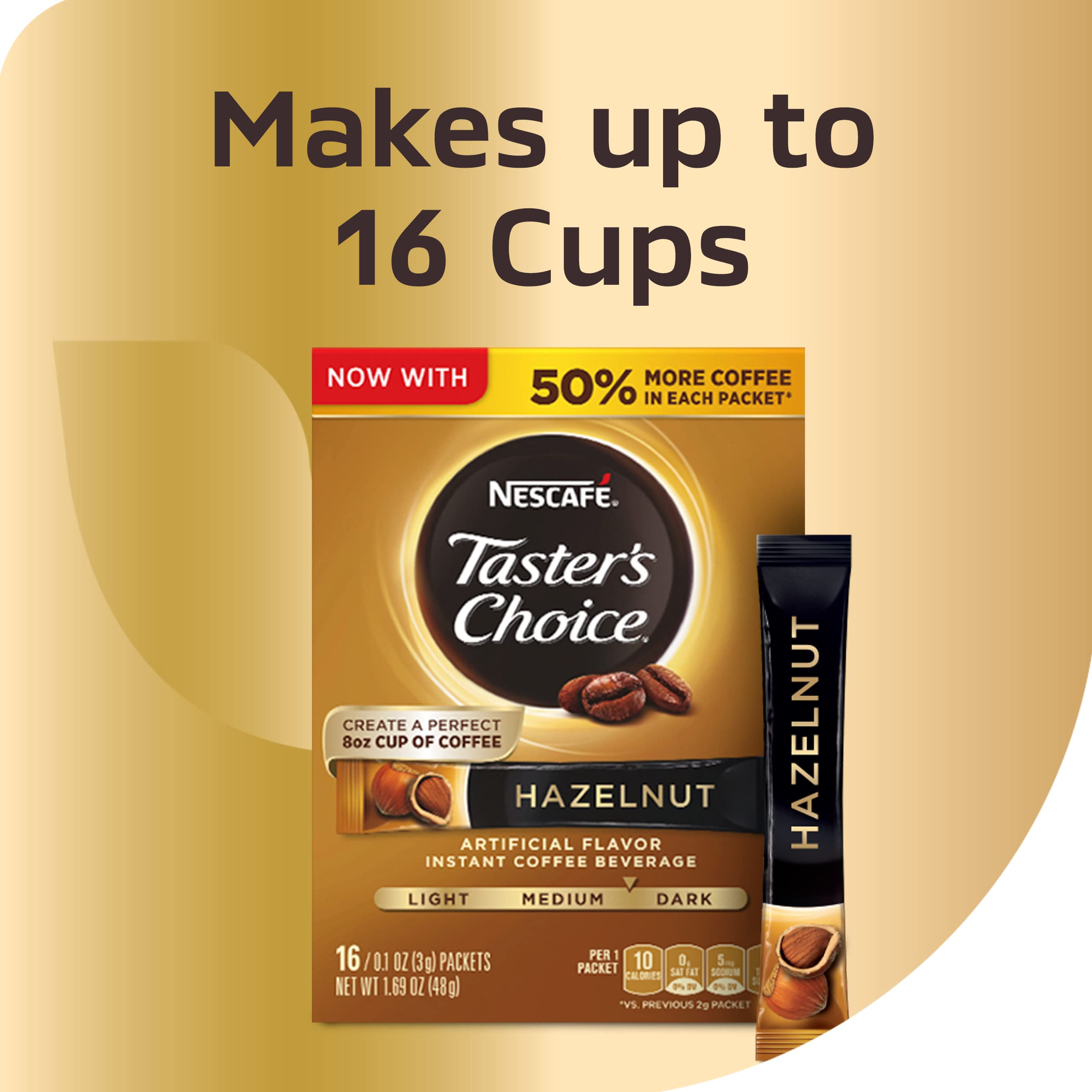 Medium-dark roast from Nescafé Taster's Choice Hazelnut delivers a smooth finish.