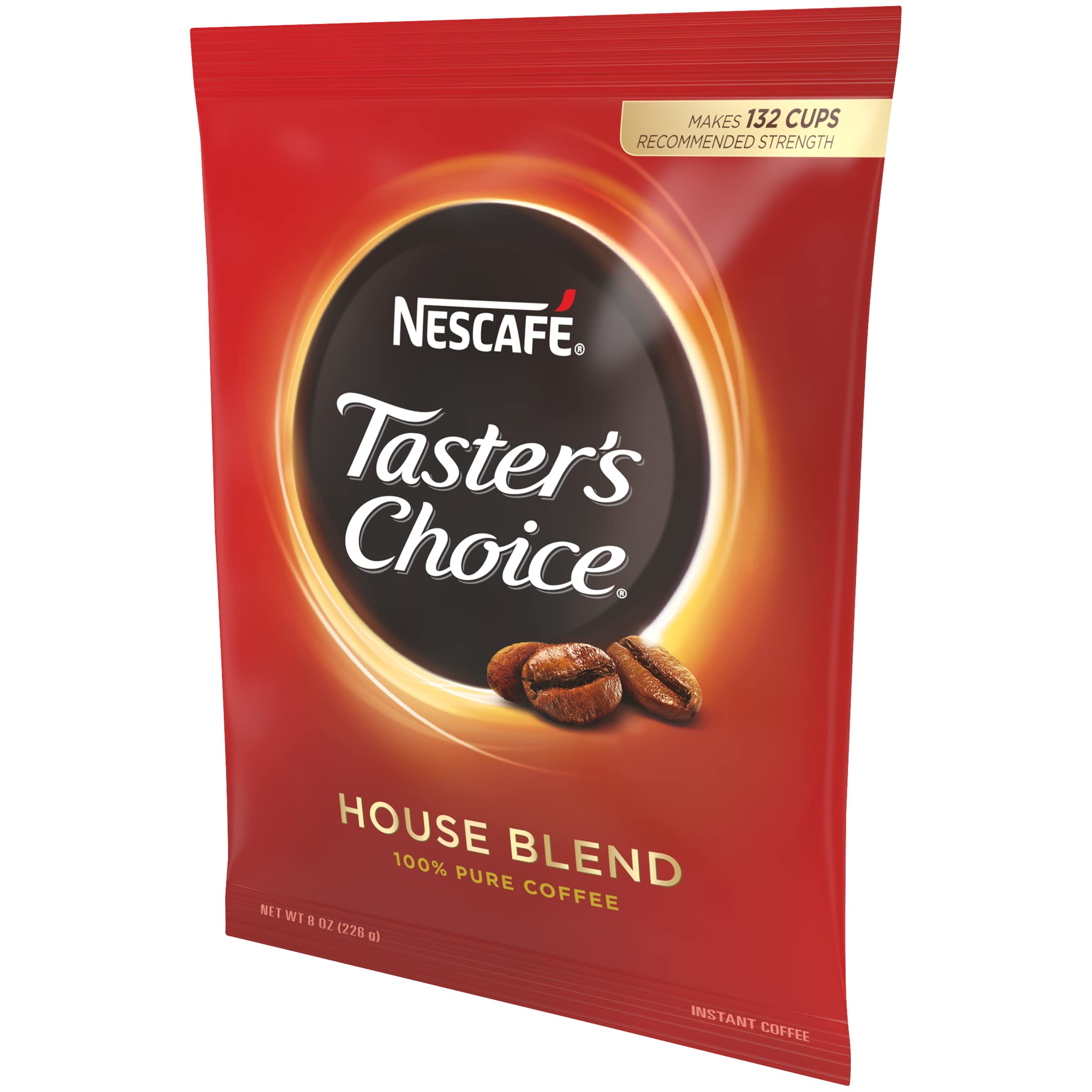 NESCAFE Taster's Choice House Blend coffee crystals ensure consistent flavor.