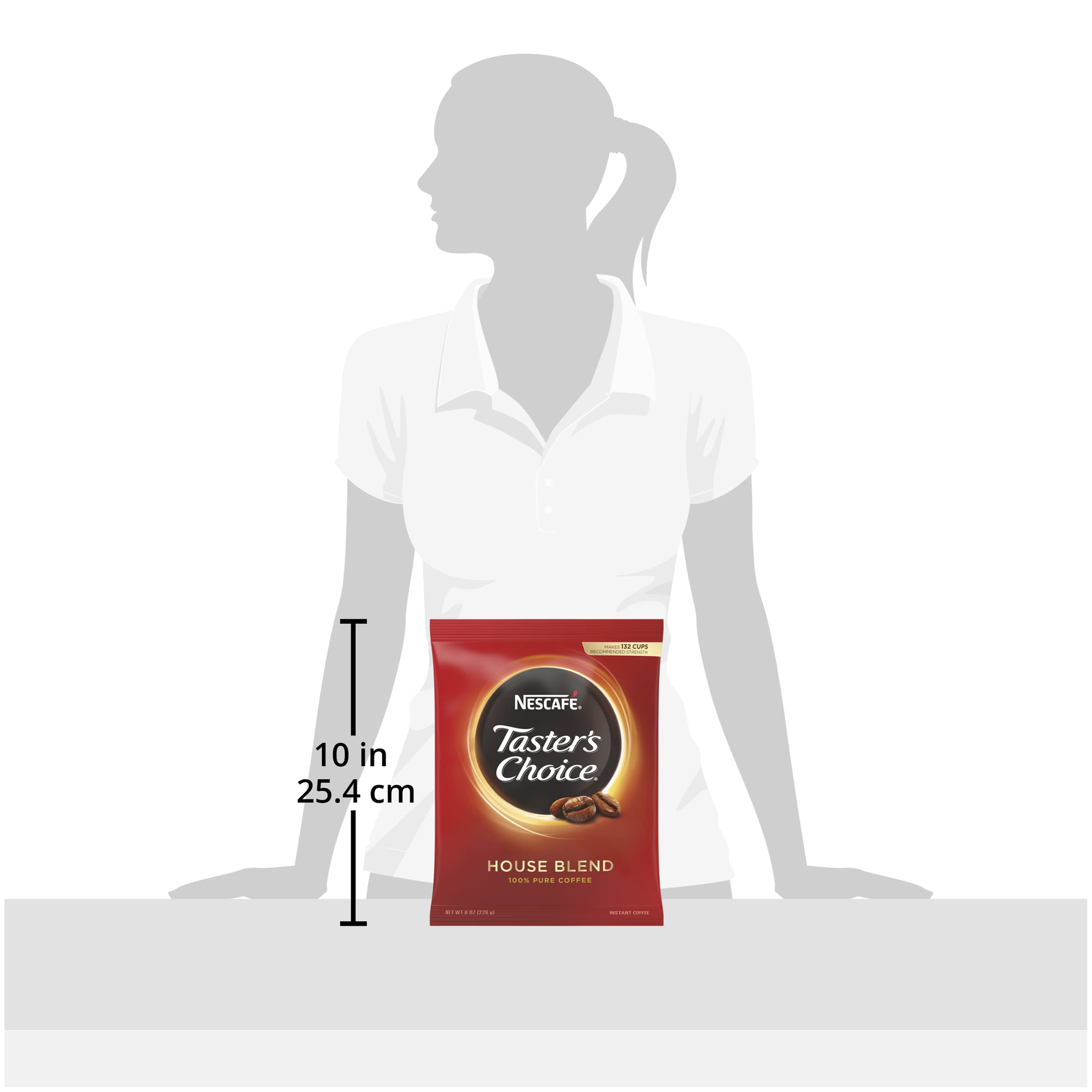 NESCAFE Taster's Choice House Blend office-use image suggests quick daily pick-me-up.