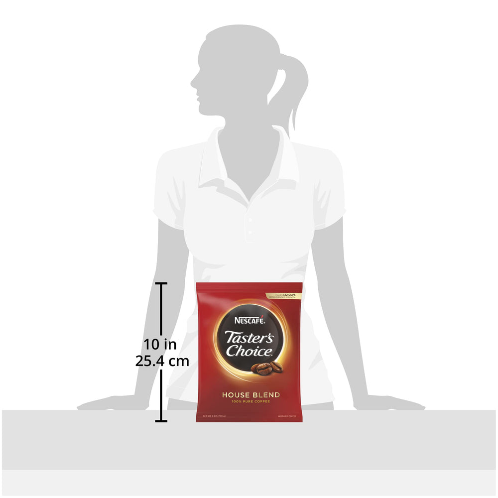NESCAFE Taster's Choice House Blend office-use image suggests quick daily pick-me-up.