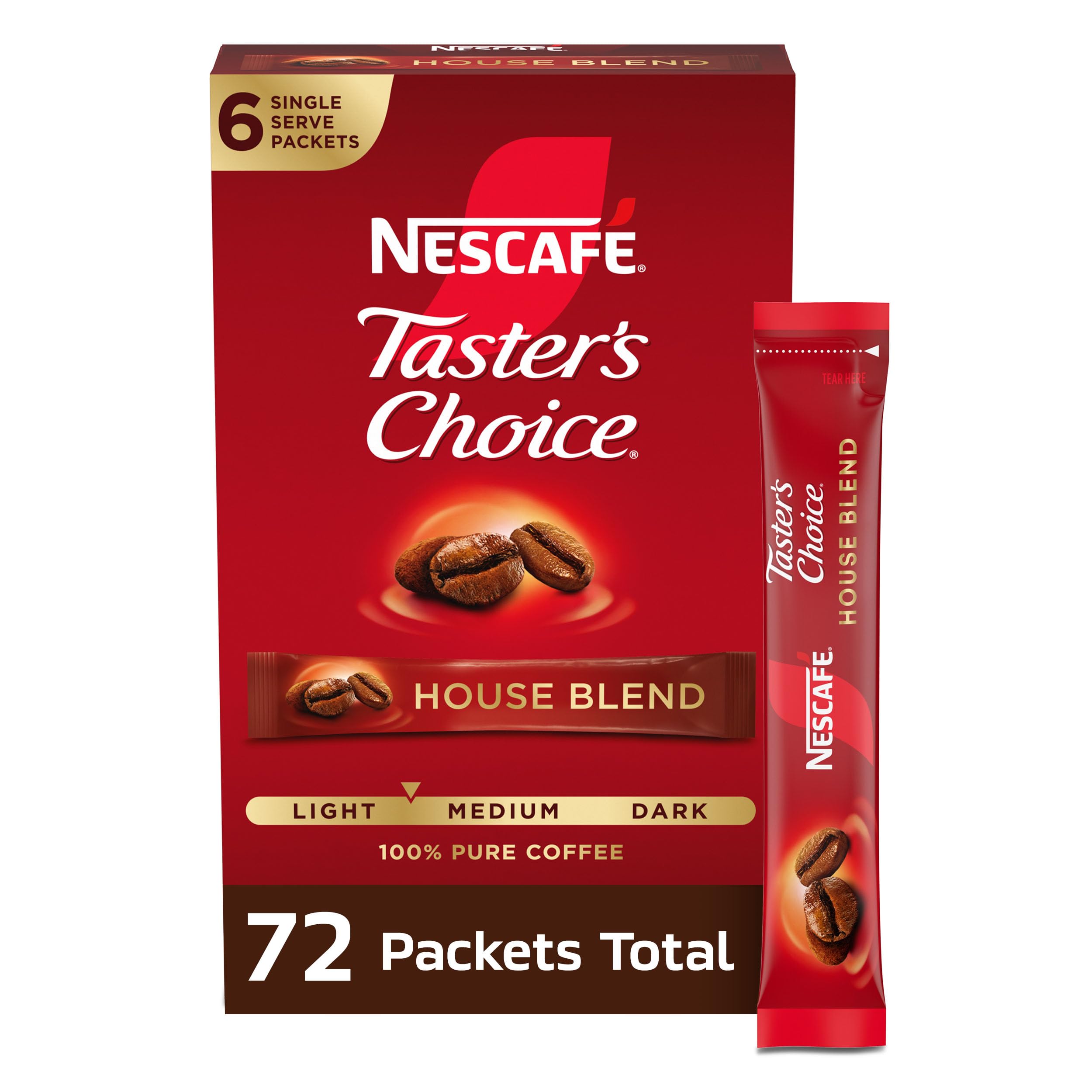 NESCAFÉ Taster's Choice House Blend instant coffee packets ready for quick brew