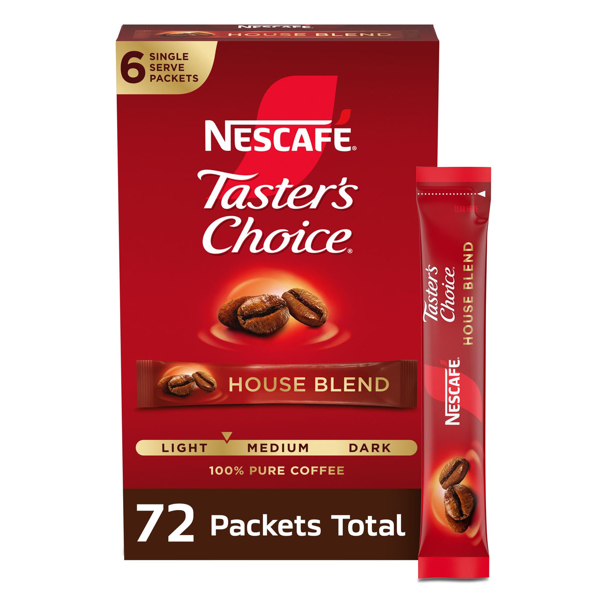 NESCAFÉ Taster's Choice House Blend instant coffee packets ready for quick brew