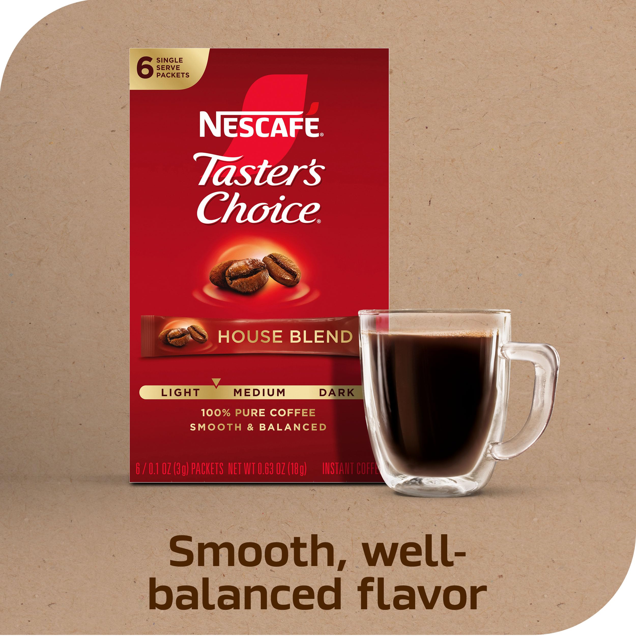 Pour moment showing the cup ready to savor the NESCAFÉ Taster's Choice House Blend