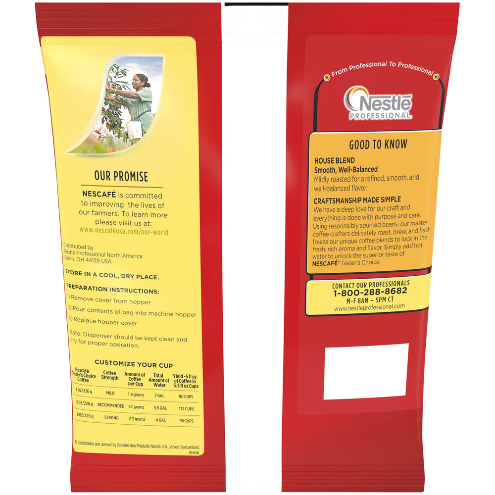 NESCAFE Taster's Choice House Blend sealed bag closeup preserves freshness.