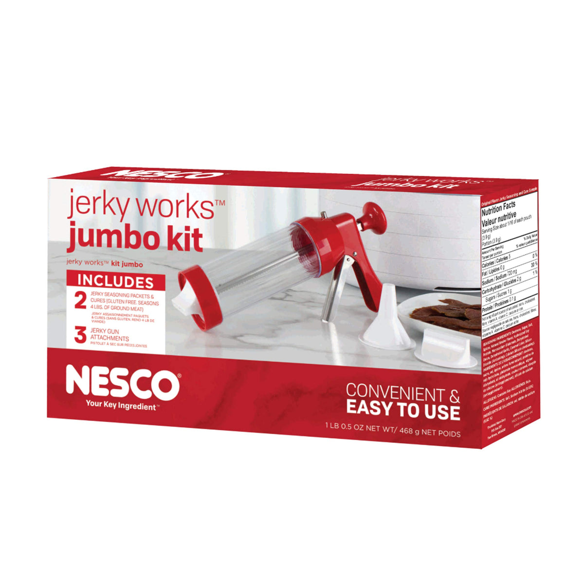 Nesco Jerky Works Jumbo Kit original seasoning packs for flavorful, budget-friendly meat snacks.