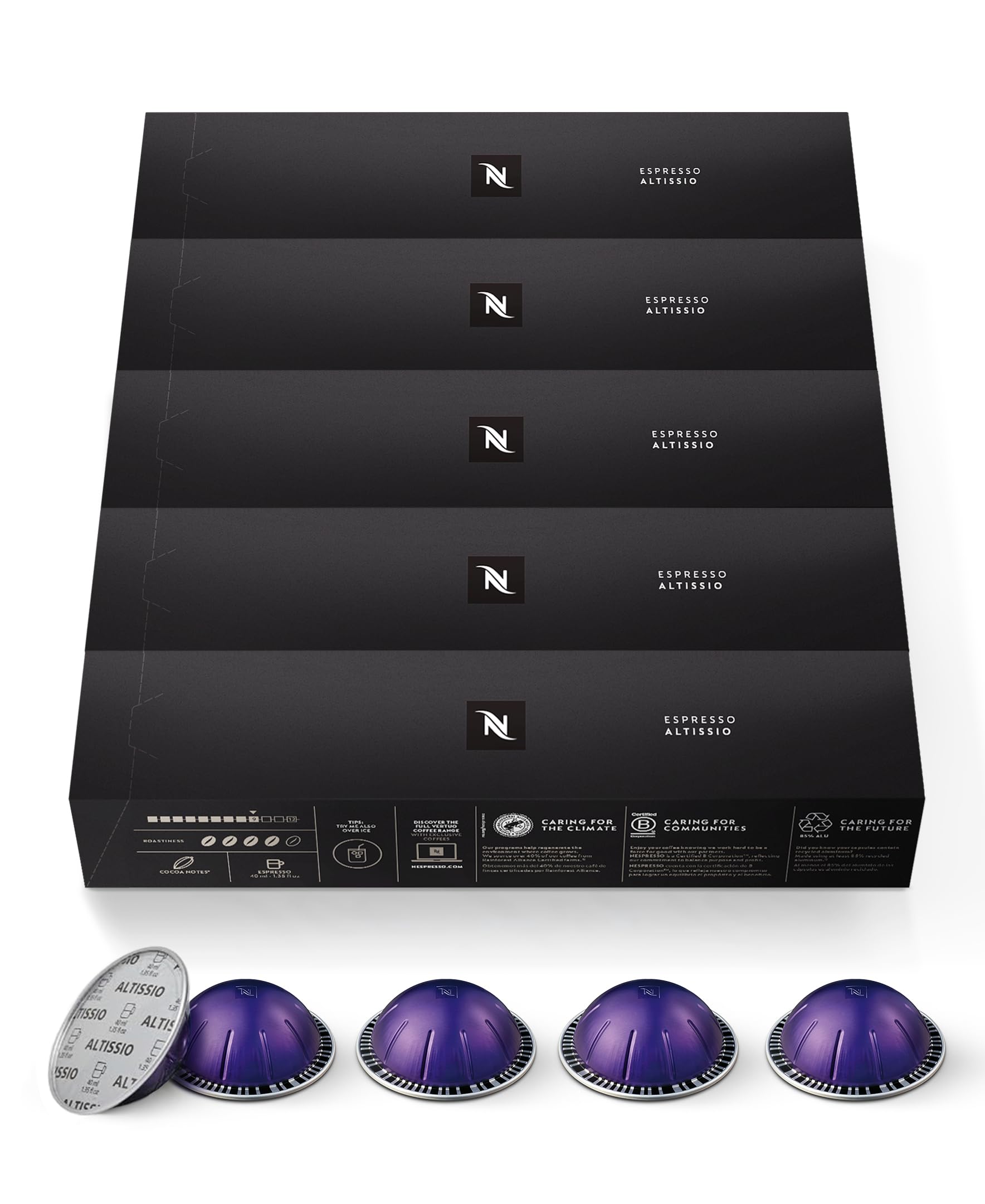Nespresso Altissio espresso pod crema delivering rich flavor for a creamy cup.