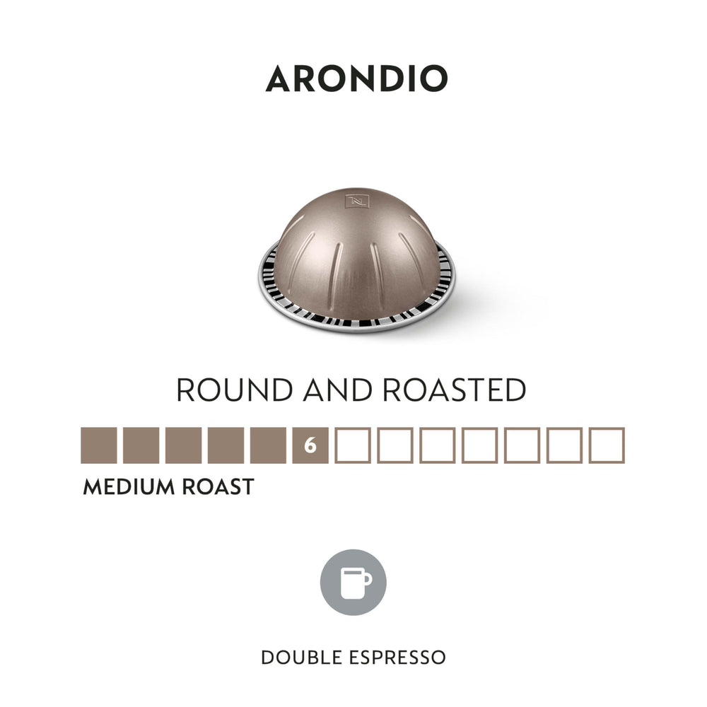 Nespresso Arondio Vertuo capsule open revealing seal and aroma