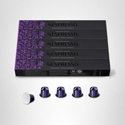 Nespresso sustainability badge highlight for Arpeggio packaging and reuse programs.