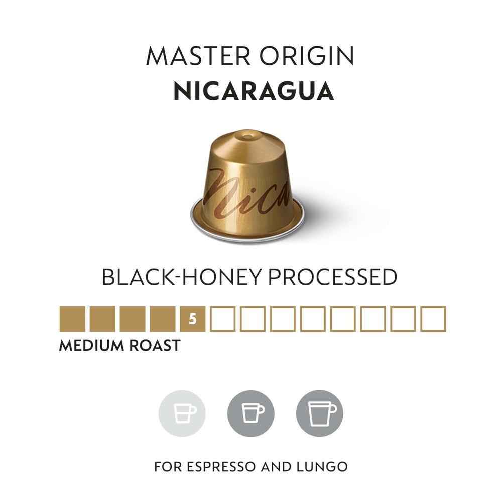 Nespresso black-honey processed Arabica pods abstract close-up highlight premium aroma
