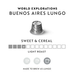 Nespresso Buenos Aires Lungo cup with milk appears creamy and balanced.