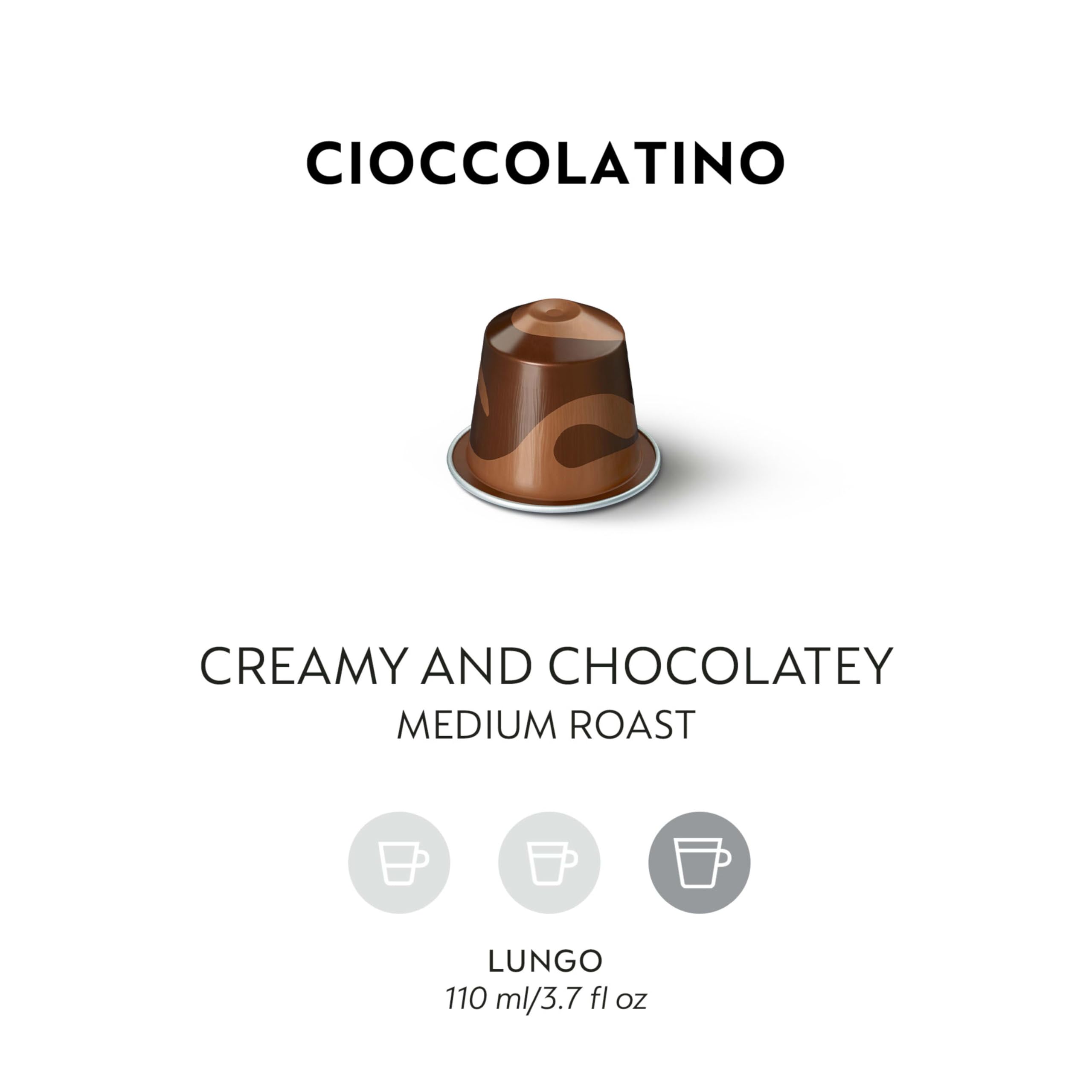 Nespresso Cioccolato capsules ready to brew into a smooth espresso.