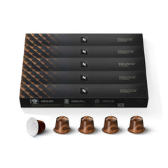 Nespresso Cioccolato Original Line capsules arranged for convenient espresso moments.