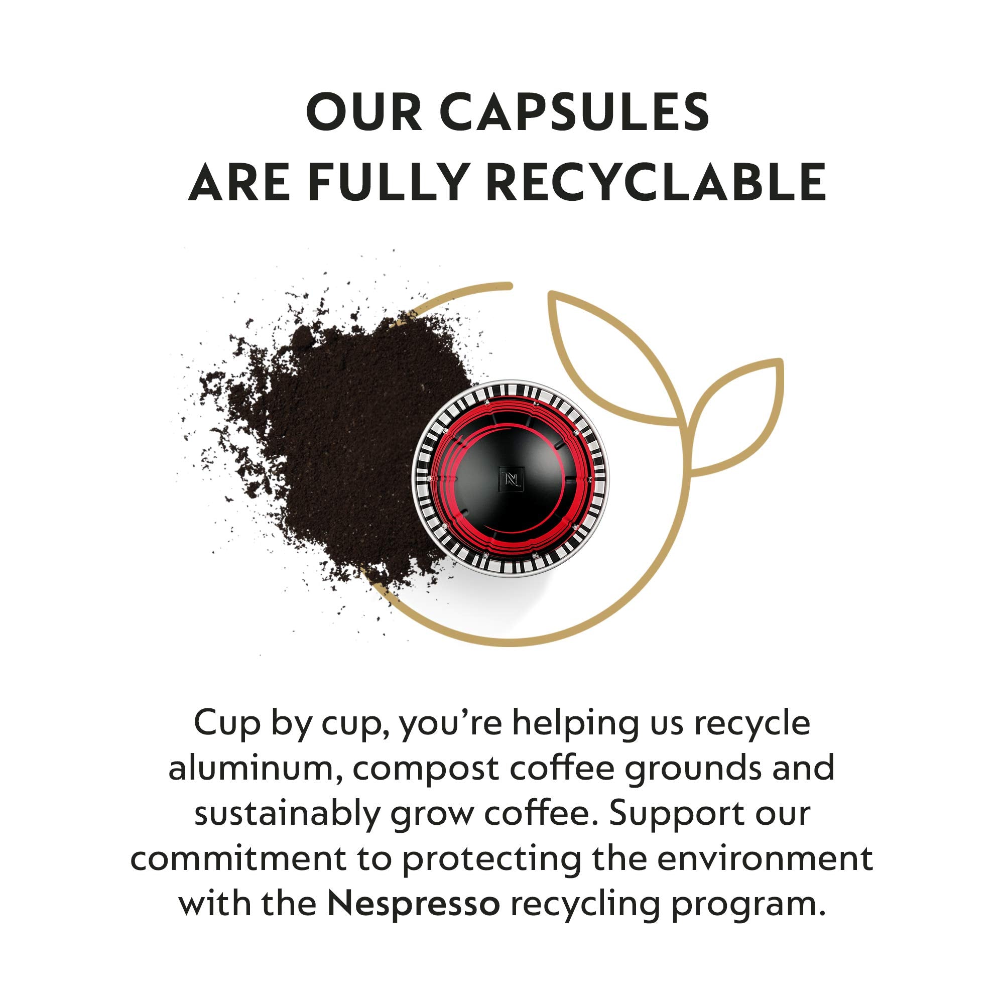 Row of Nespresso Half Caffeinato capsules on display for daily use.