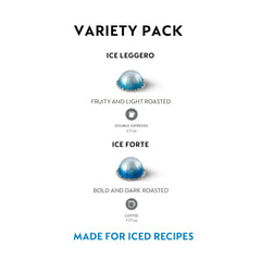 Nespresso Ice Forte pod over ice, bold iced coffee flavor
