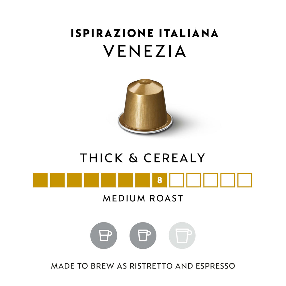 Nespresso Ispirazione Venezia capsules ready to brew rich, mellow espresso.