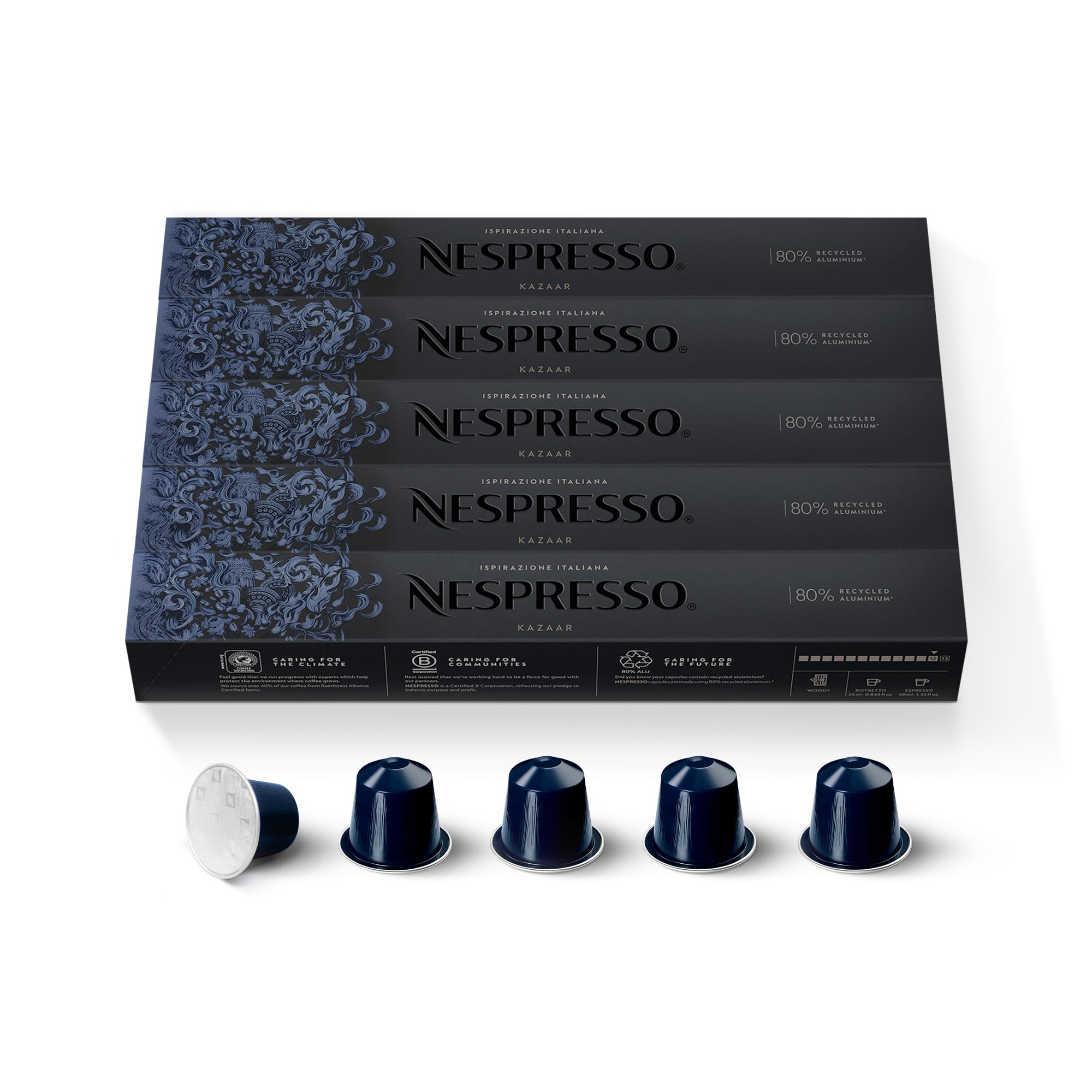 Nespresso Kazaar Intenso capsules 50-count for bold espresso at home