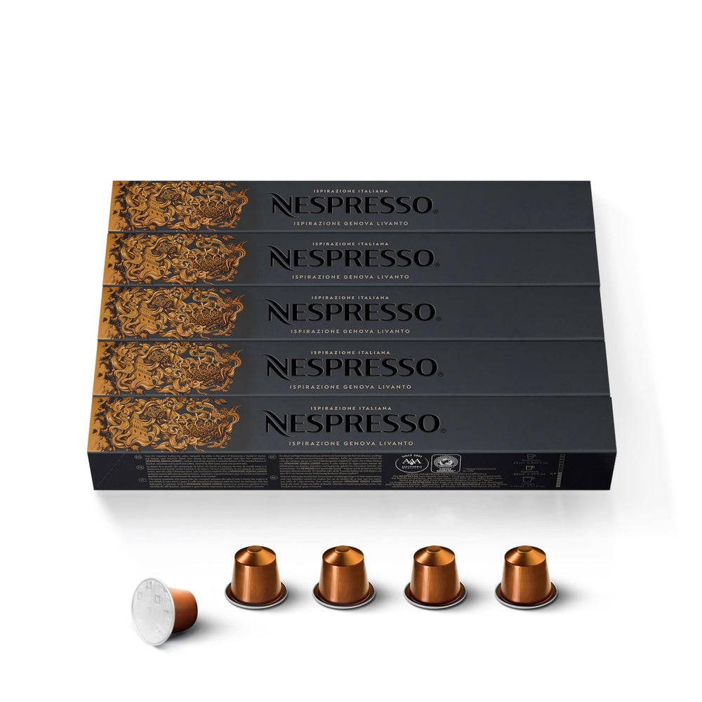 Nespresso Livanto original line pack shot showing a smooth espresso ready to brew