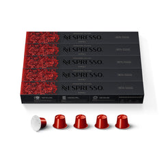 Nespresso Napoli dark roast capsules in a 50-count pack deliver intense crema.