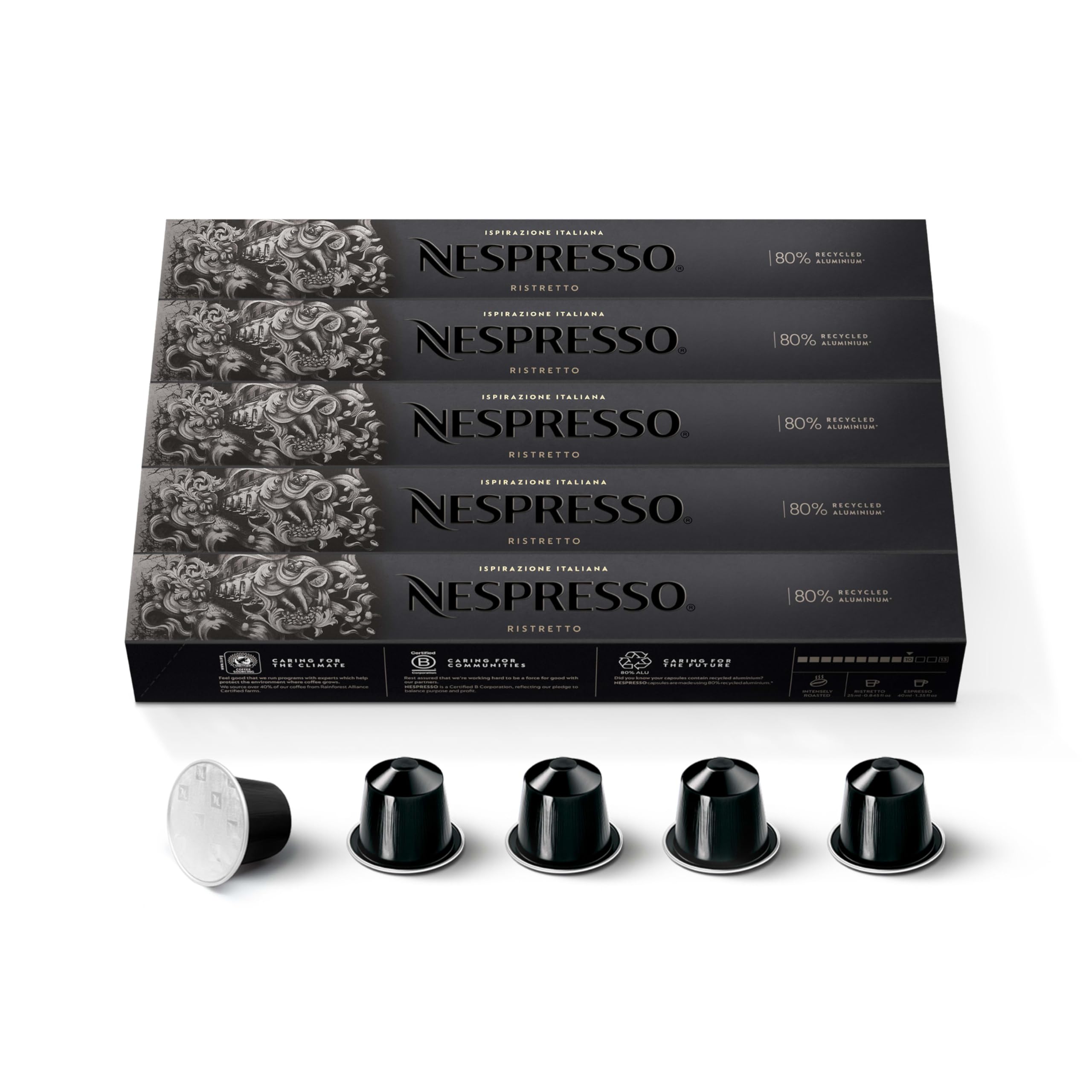 Nespresso Ristretto Decaffeinato pack with bold decaf flavor and smooth notes