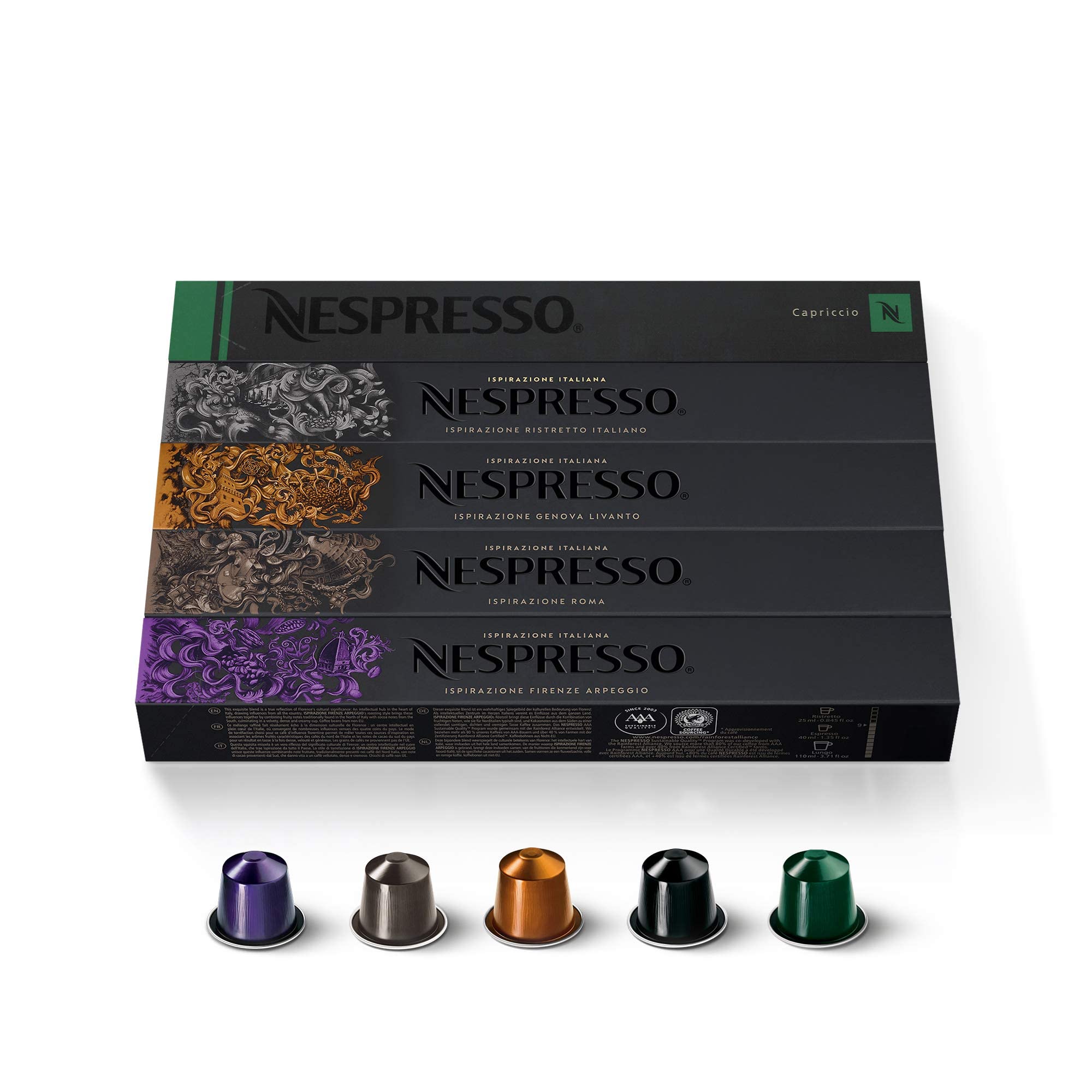 Nespresso OriginalLine variety pack box for exploring blends at home.