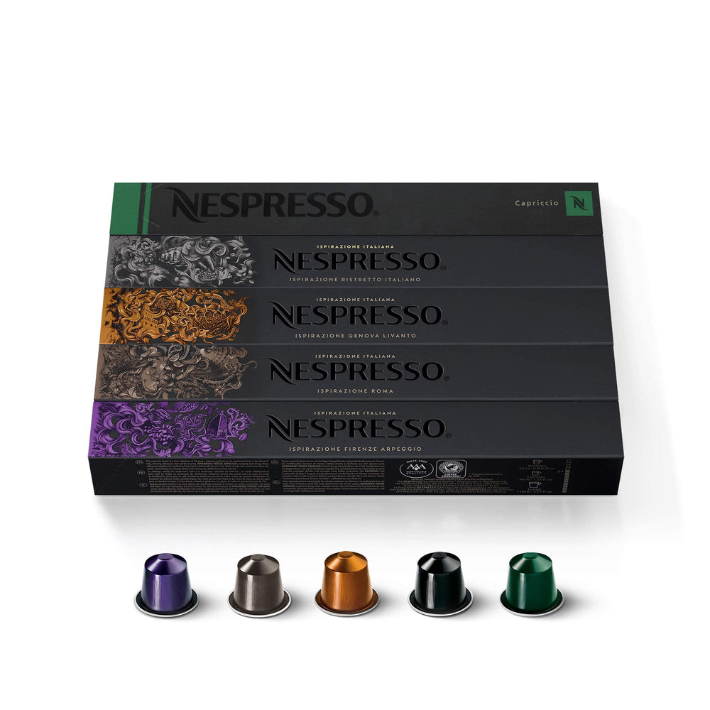 Nespresso OriginalLine variety pack box for exploring blends at home.