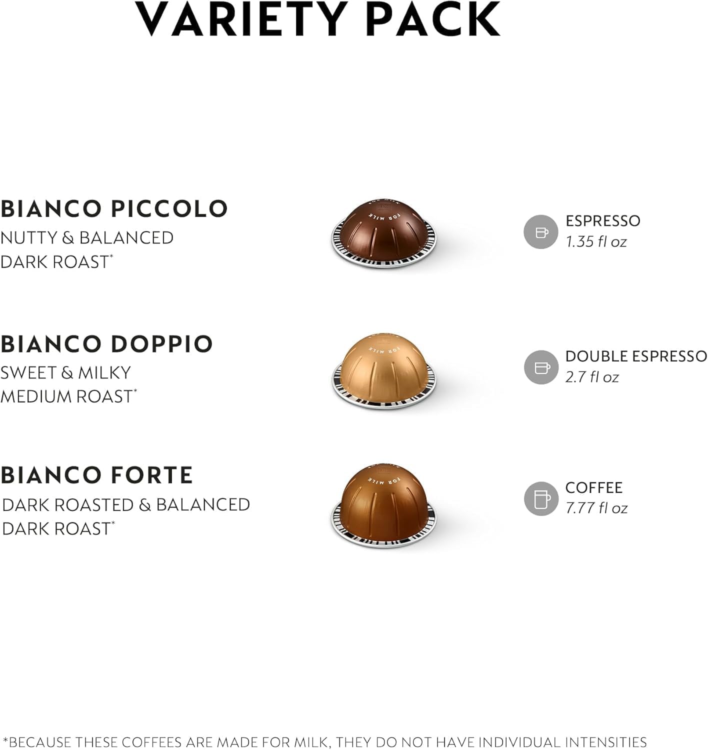 Nespresso Vertuo Bianco Doppio pod, ready for larger cappuccinos.