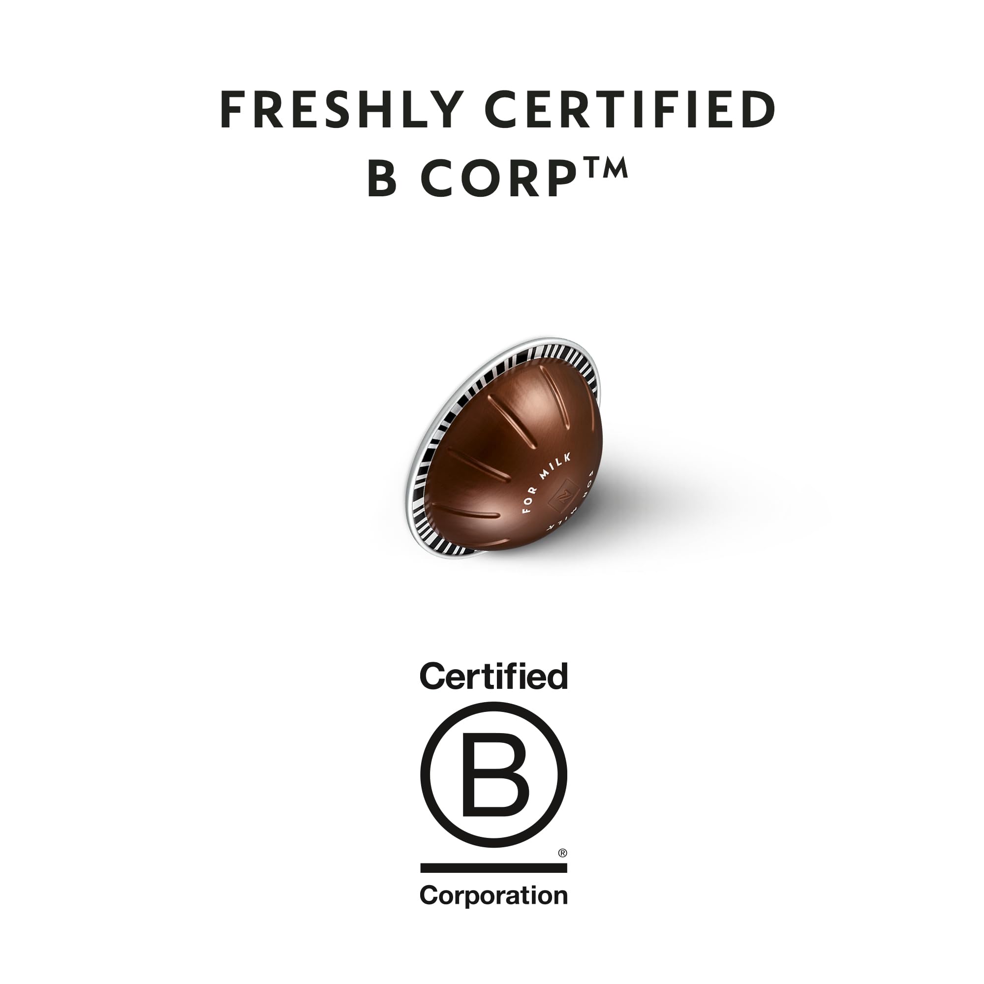 Nespresso Vertuo Bianco Forte aroma with milk pairing in a cup.