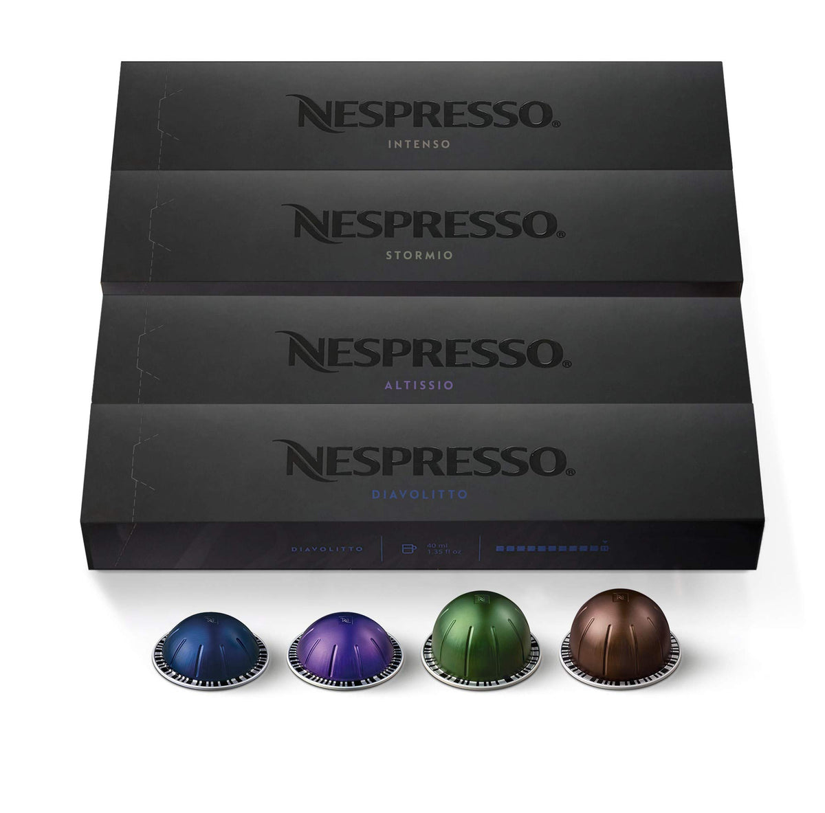 Nespresso Vertuo dark assortment pack—perfect for tasting at home.