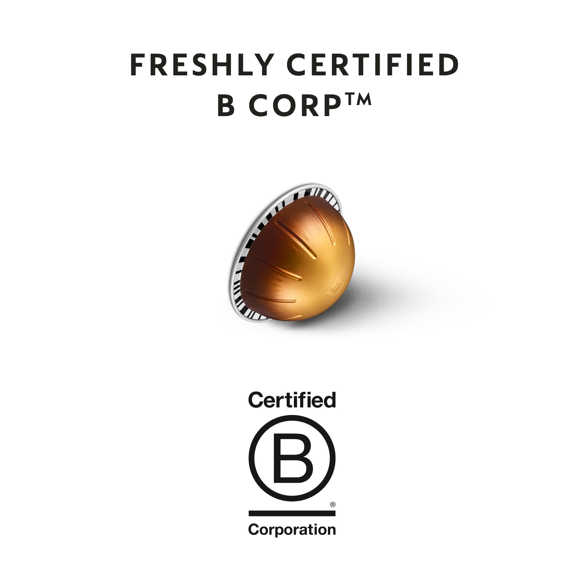 Nespresso Vertuo Dolce aluminum pod close-up highlighting recyclable material