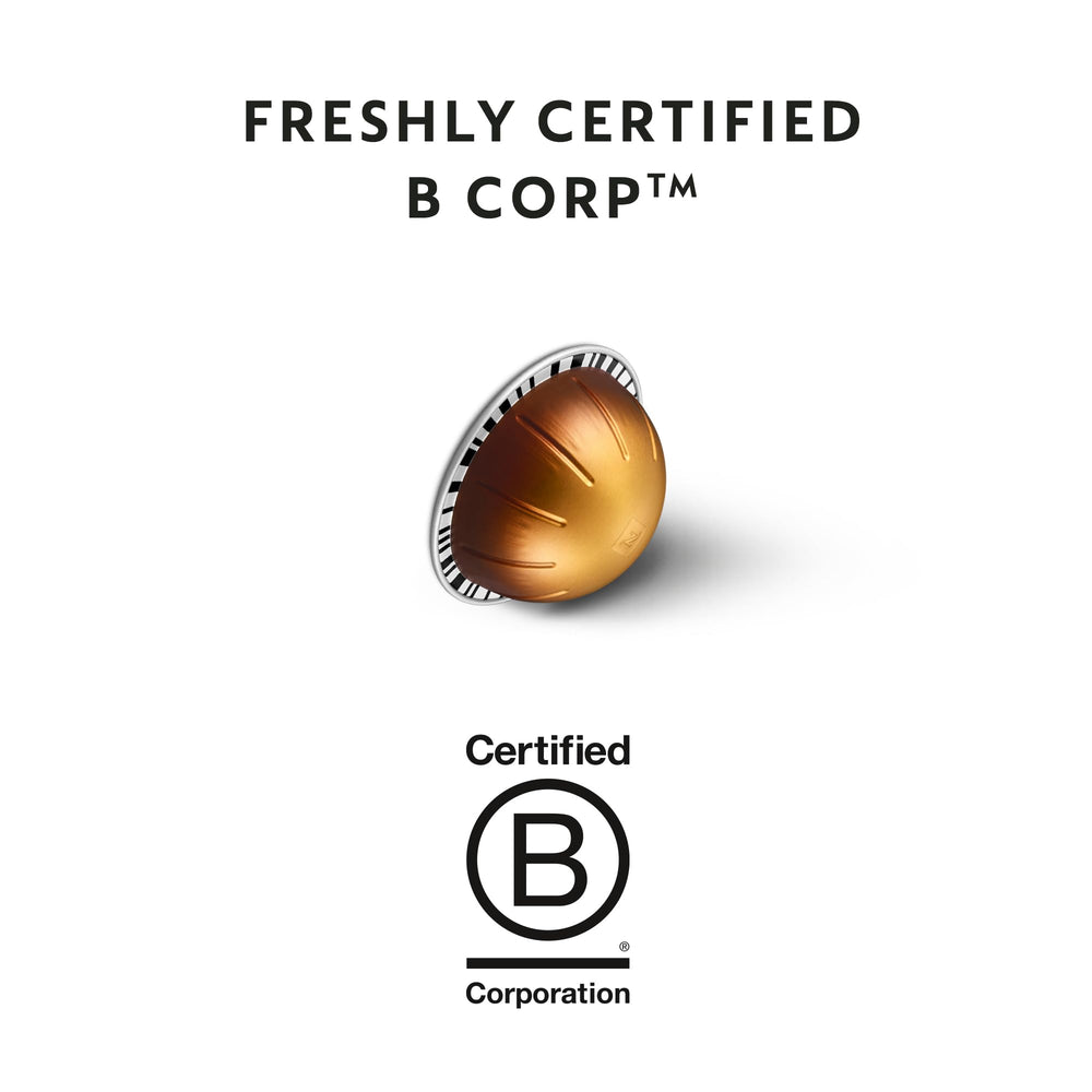 Nespresso Vertuo Dolce aluminum pod close-up highlighting recyclable material