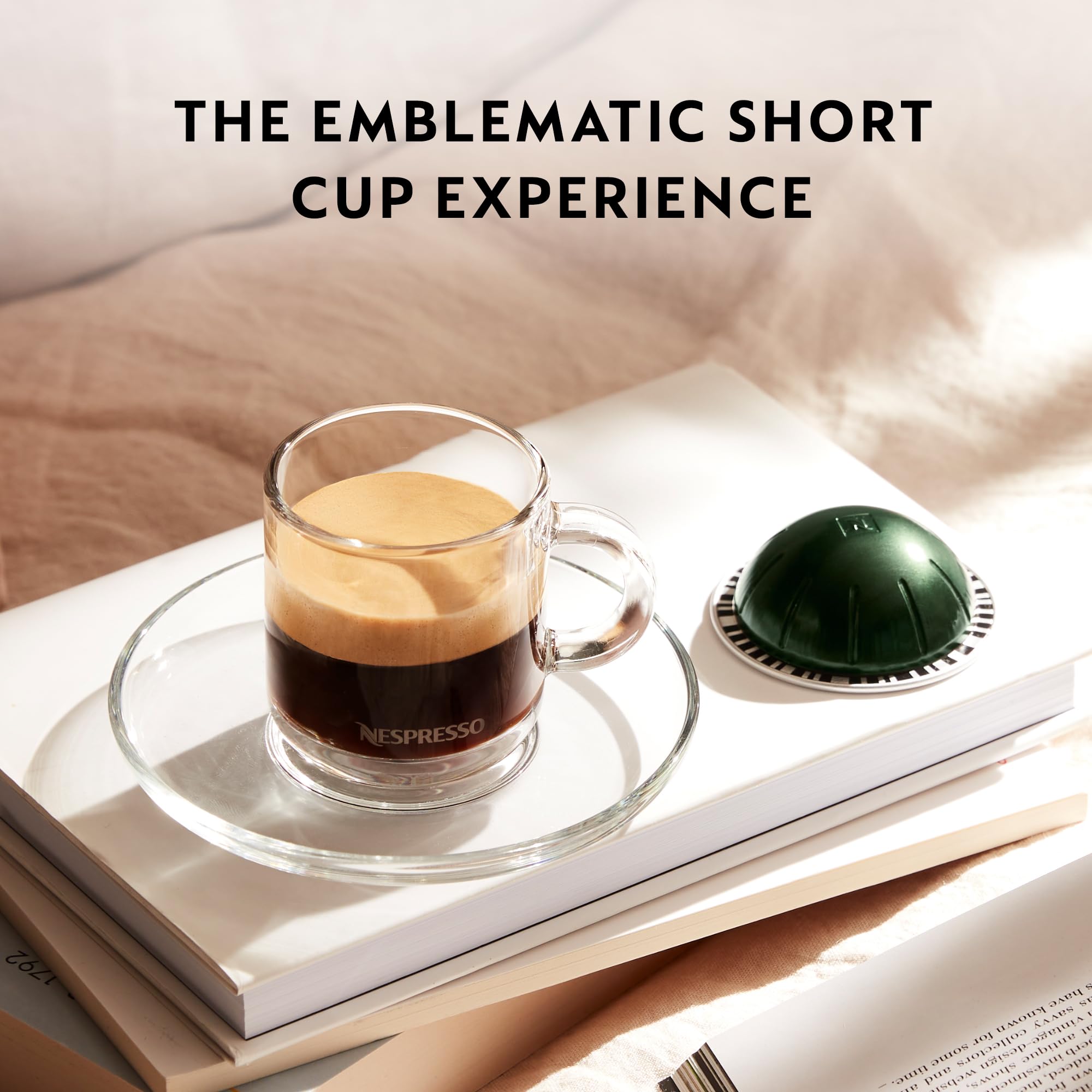 Nespresso Vertuo Dolce double cappuccino setup with milk froth